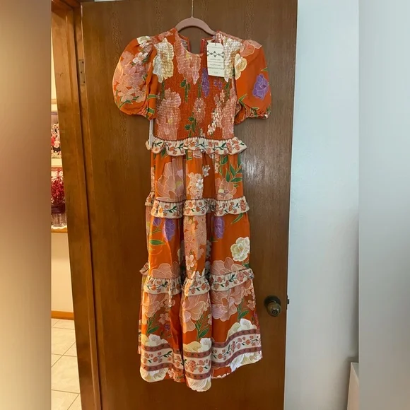 chinese dress ladies Orange Gradient Stripes Maxi Dress  FARM Rio